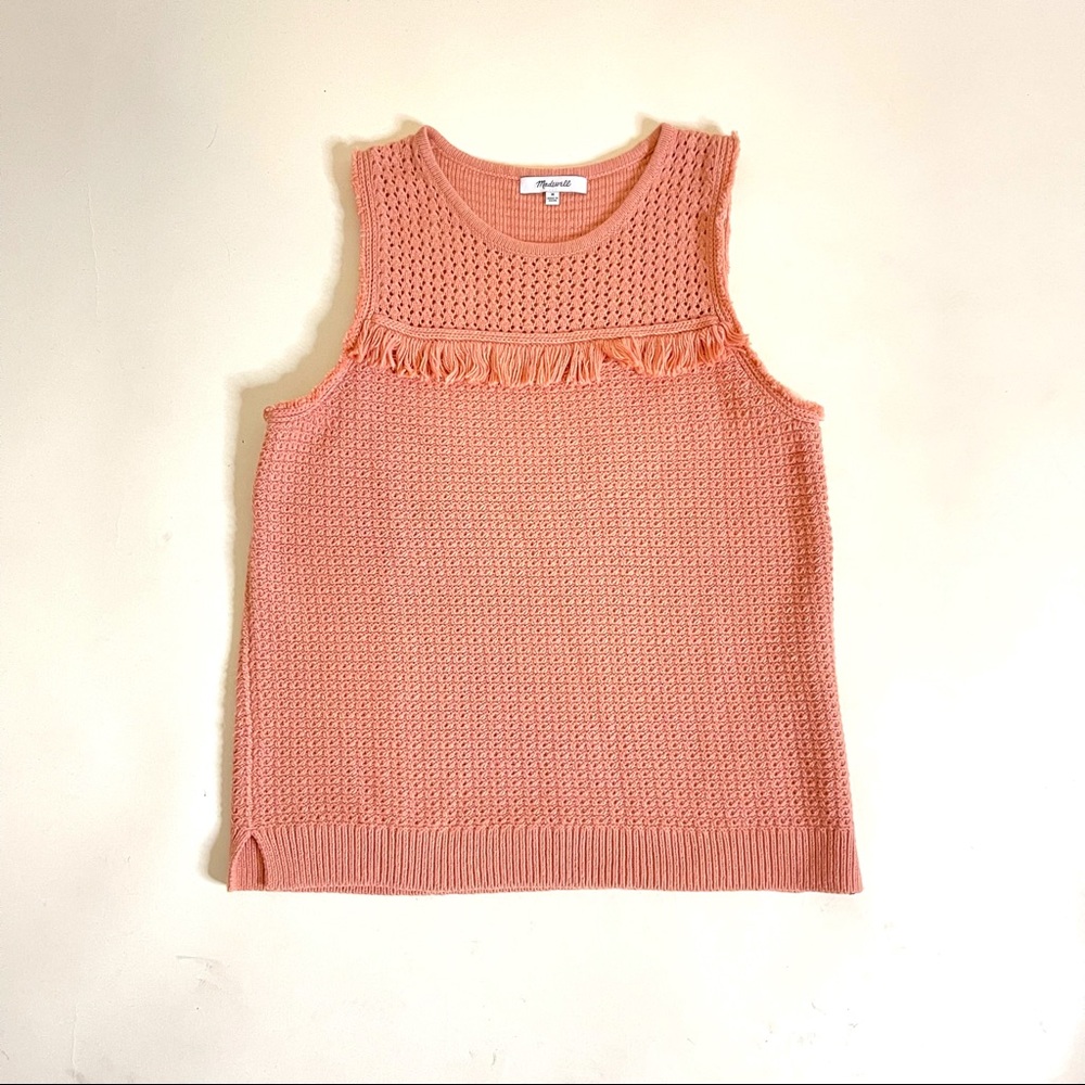 Madewell Adirondack Fringe Tank Sweater Top in Coral Size M sample unworn